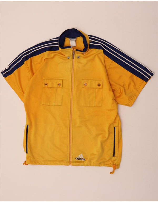 Adidas Mens Short Sleeve Tracksuit Top Jacket XL Yellow Colourblock