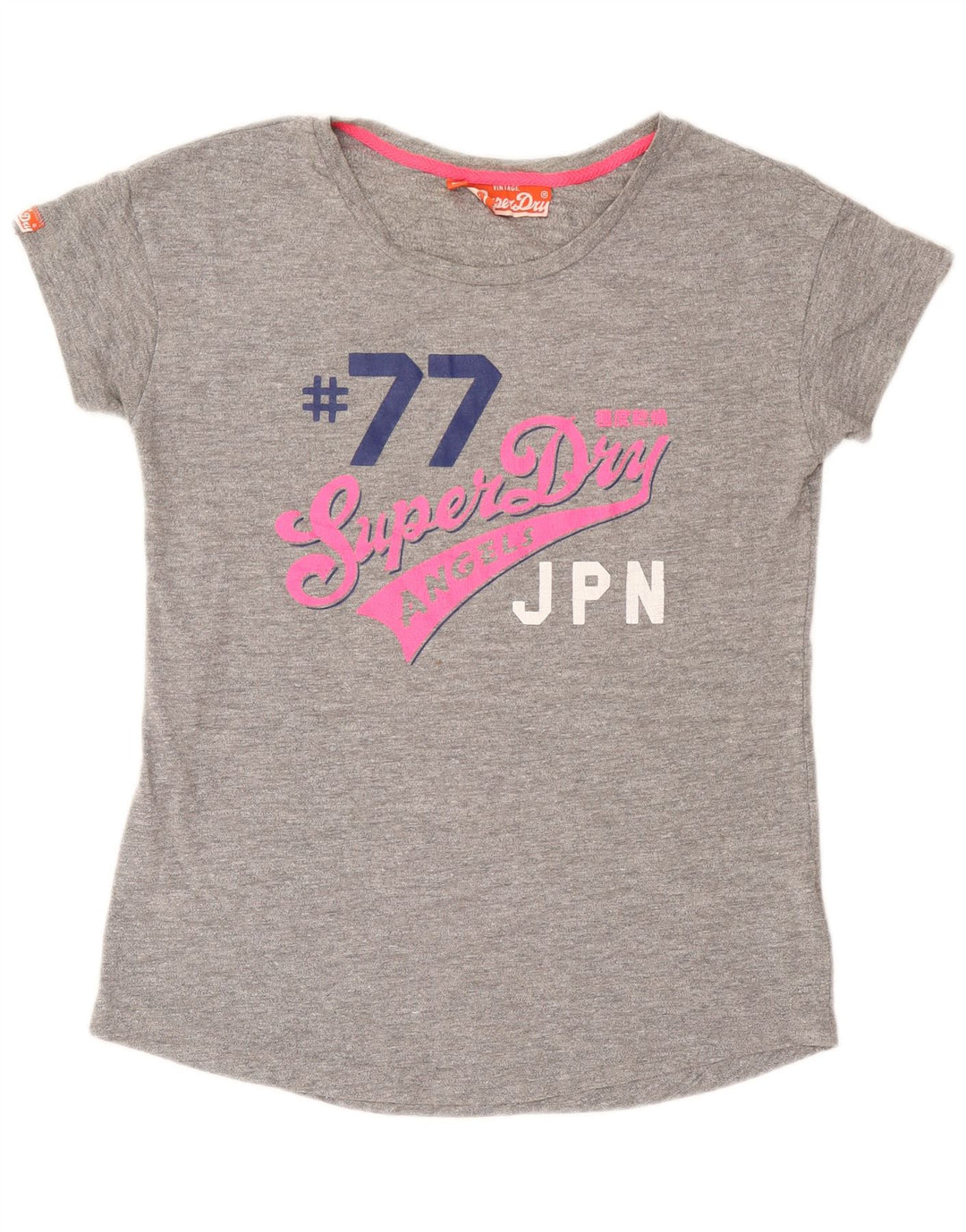 Superdry Womens Graphic T-Shirt Top UK 14 Large Grey Cotton