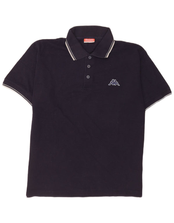 Kappa Mens Polo Shirt XL Navy Blue Striped Cotton