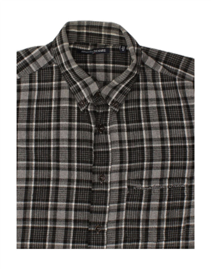 ARMATA DI MARE Mens Shirt Medium Grey Check Cotton Vintage Armata Di Mare and Second-Hand Armata Di Mare from Messina Hembry 