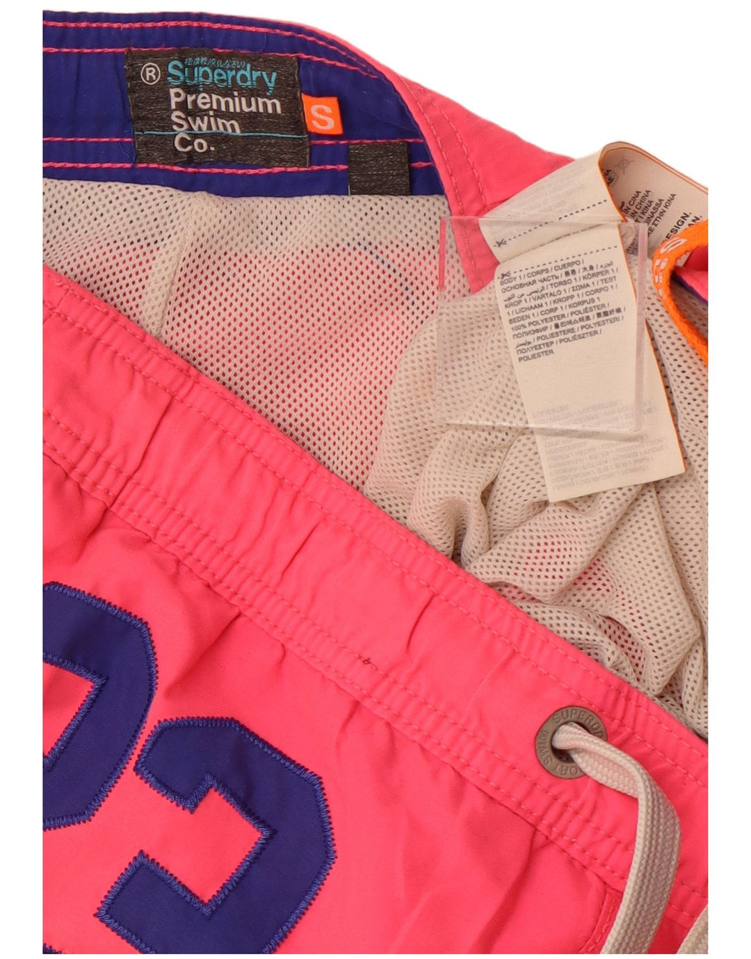 SUPERDRY Mens Graphic Swimming Shorts Small Pink Polyester