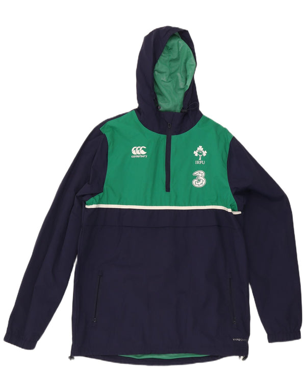 Canterbury Mens IRFU Hooded Rain Jacket UK 38 Medium Navy Blue Colourblock