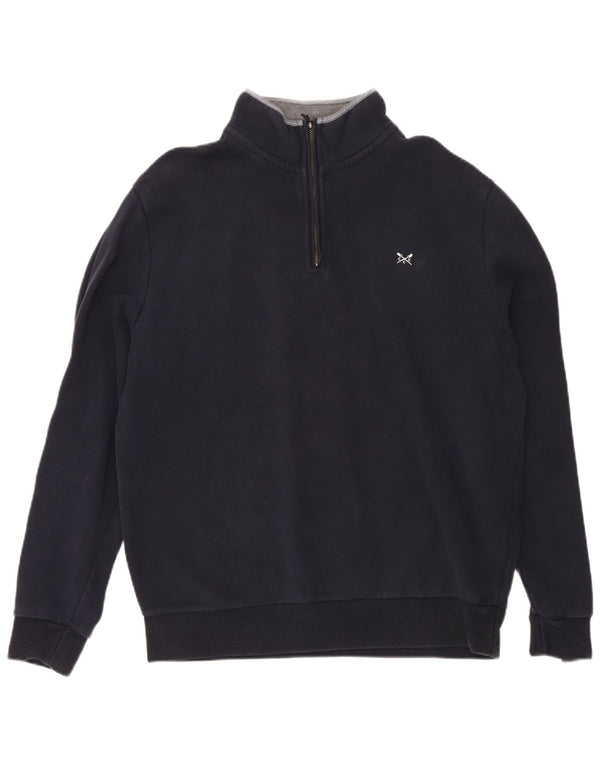 Crew Clothing Mens Zip Neck Sweatshirt Jumper XL Navy Blue Cotton