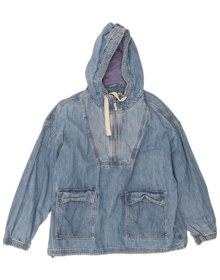 Gap Womens Pullover Hooded Denim Jacket UK 16 Large Blue Cotton