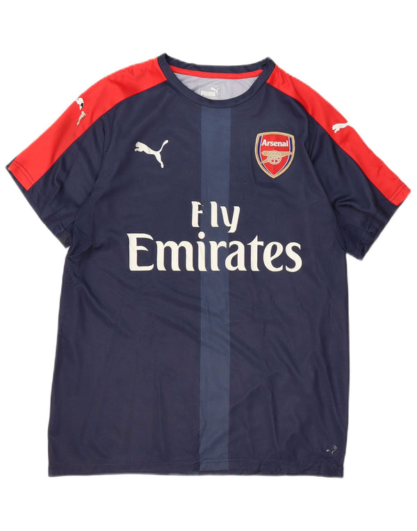 PUMA Boys Arsenal Graphic T-Shirt Top 15-16 Years Navy Blue Colourblock