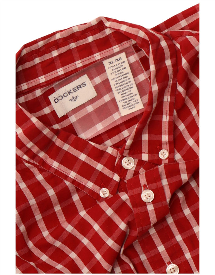 Dockers Mens Shirt XL Red Check Cotton