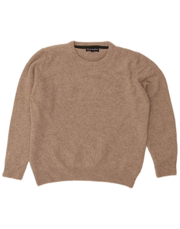 Barbour Mens Crew Neck Jumper Sweater Large Beige Flecked Wool
