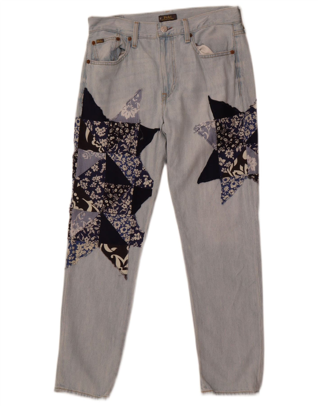 Polo Ralph Lauren Womens Slim Jeans W26 L28 Blue Patchwork Cotton