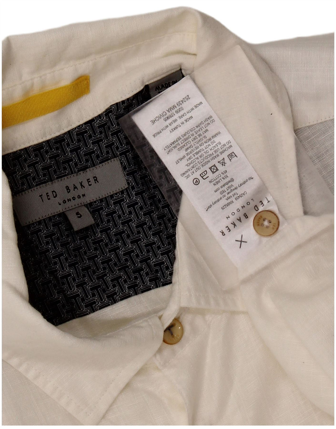 TED BAKER Mens Short Sleeve Shirt Size 5 XL White Linen