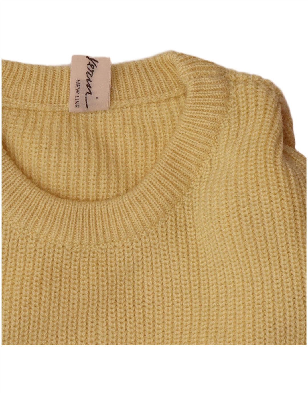 VINTAGE Mens Crew Neck Jumper Sweater IT 50 Medium Yellow Wool