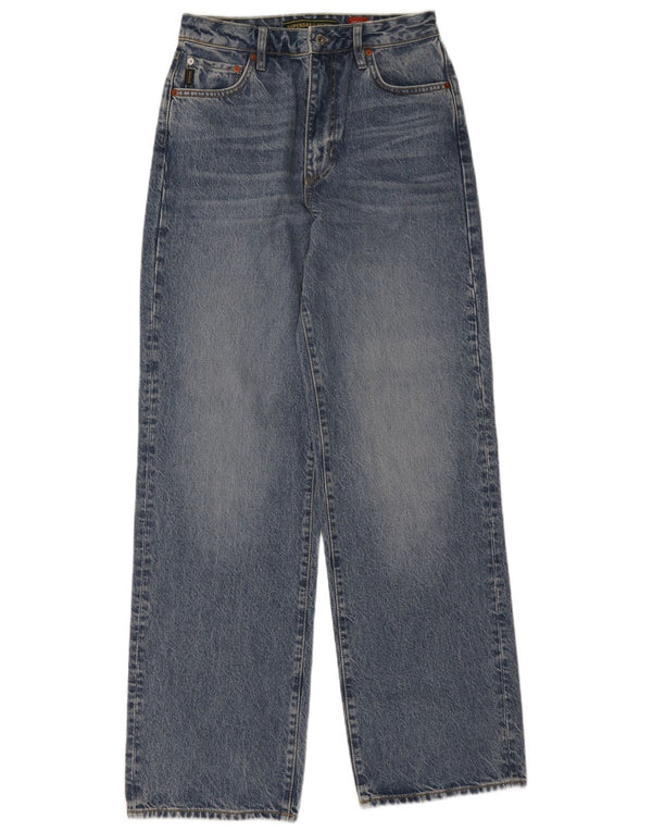Superdry Womens High Waist Wide Leg Jeans W28 L32 Blue Cotton