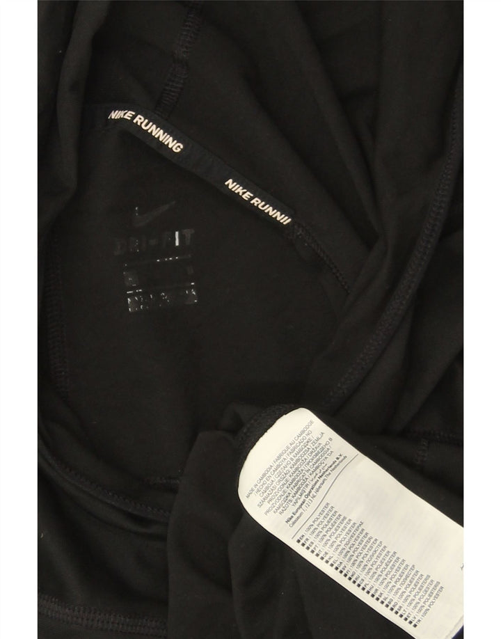 Nike Womens Running Crop Graphic Hoodie Jumper UK 14 Medium Black Polyester