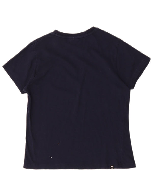 Hummel Womens Graphic T-Shirt Top UK 14 Medium Navy Blue