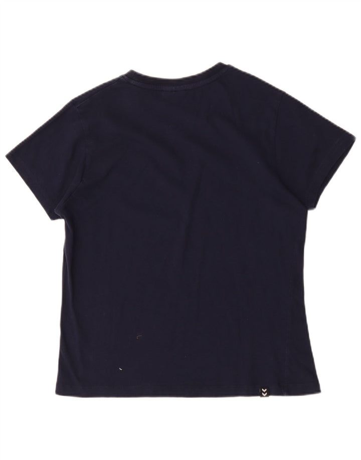 Hummel Womens Graphic T-Shirt Top UK 14 Medium Navy Blue