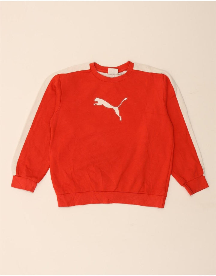 PUMA Boys Graphic Sweatshirt Jumper 11-12 Years Red Colourblock Cotton