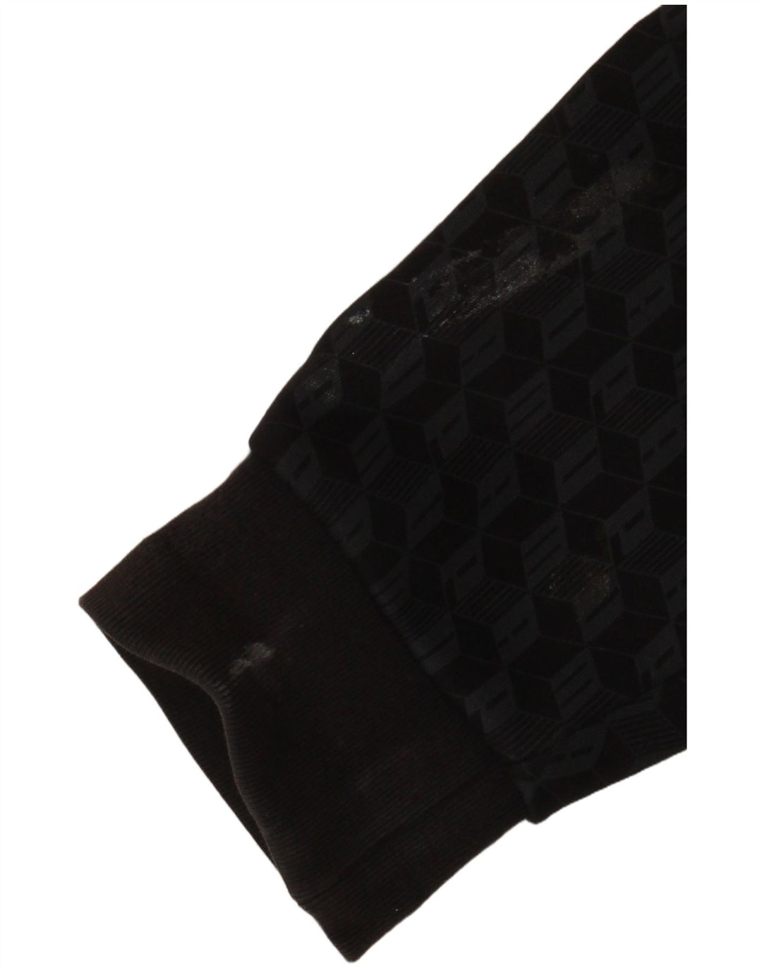 Puma Mens Graphic Tracksuit Top Jacket Large Black Geometric Cotton