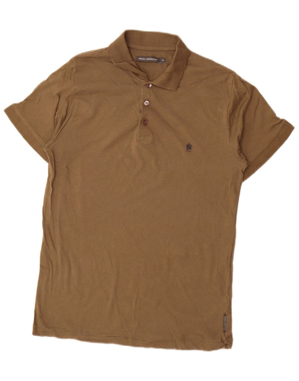 French Connection Mens Polo Shirt Medium Khaki Cotton