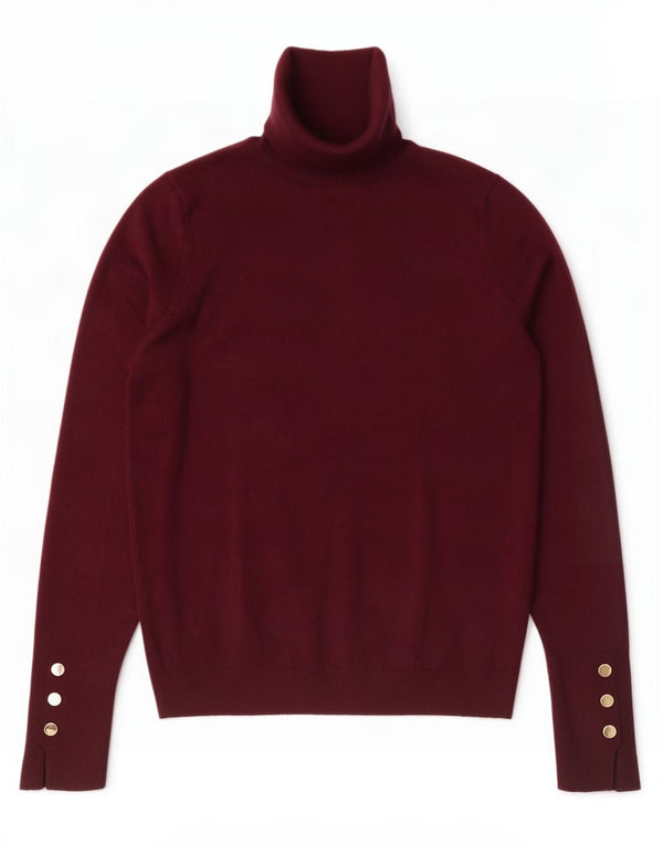 Zara Womens Roll Neck Jumper Sweater UK 10 Small Burgundy