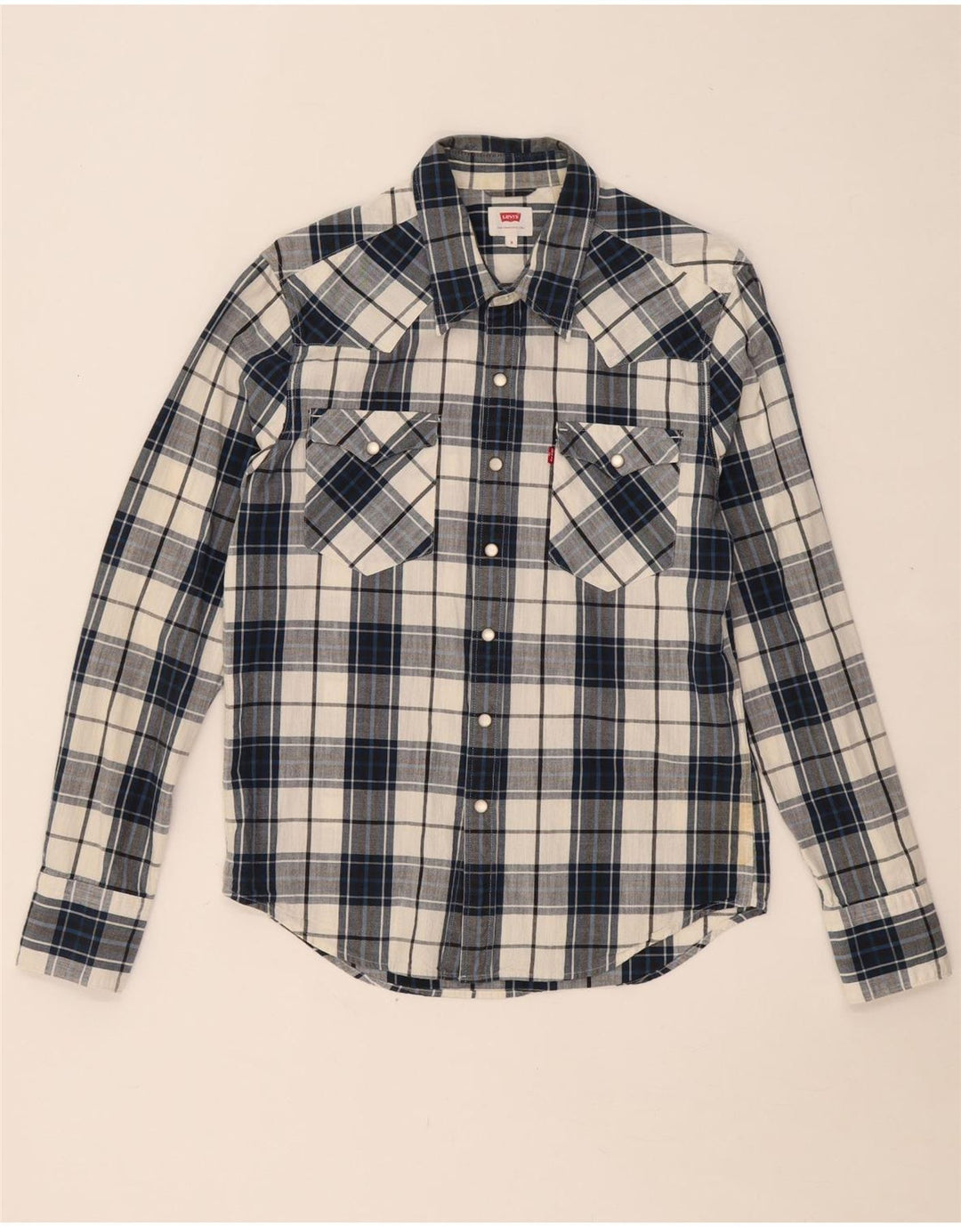 LEVI'S Mens Shirt Small Navy Blue Check Cotton