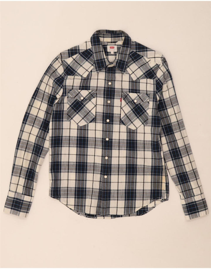 LEVI'S Mens Shirt Small Navy Blue Check Cotton