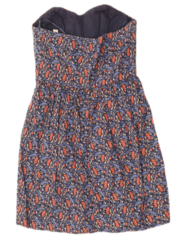 Jack Wills Womens Strapless Dress UK 10 Small Navy Blue Floral Cotton