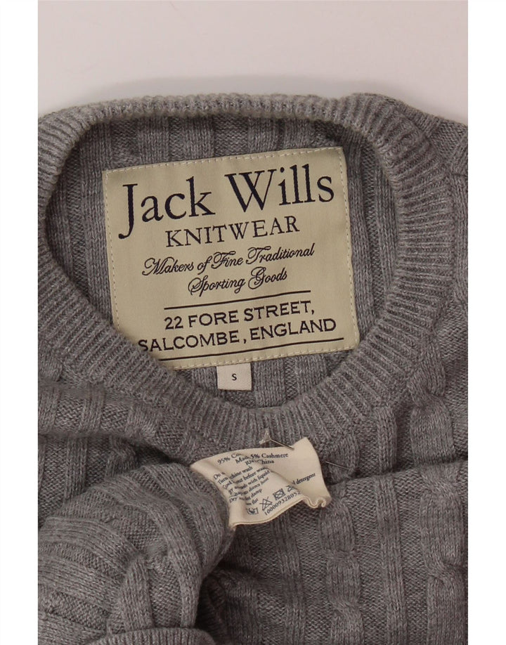 JACK WILLS Mens Crew Neck Jumper Sweater Small Grey Cotton
