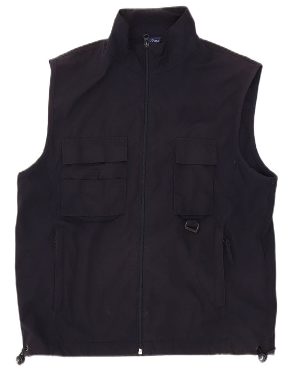 Asics Mens Graphic Utility Gilet UK 38 Medium Navy Blue Polyester