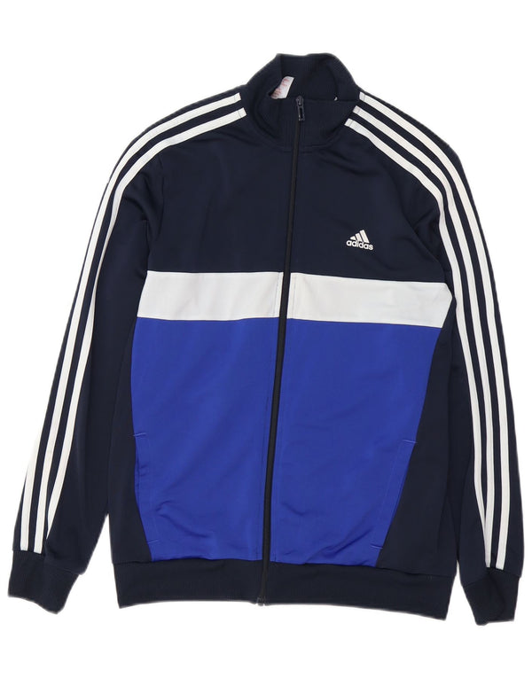 ADIDAS Boys Aeroready Tracksuit Top Jacket 13-14 Years Navy Blue