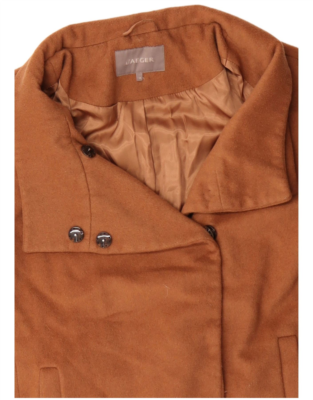 Jaeger Womens Loose Fit Overcoat UK 14 Medium Brown Wool