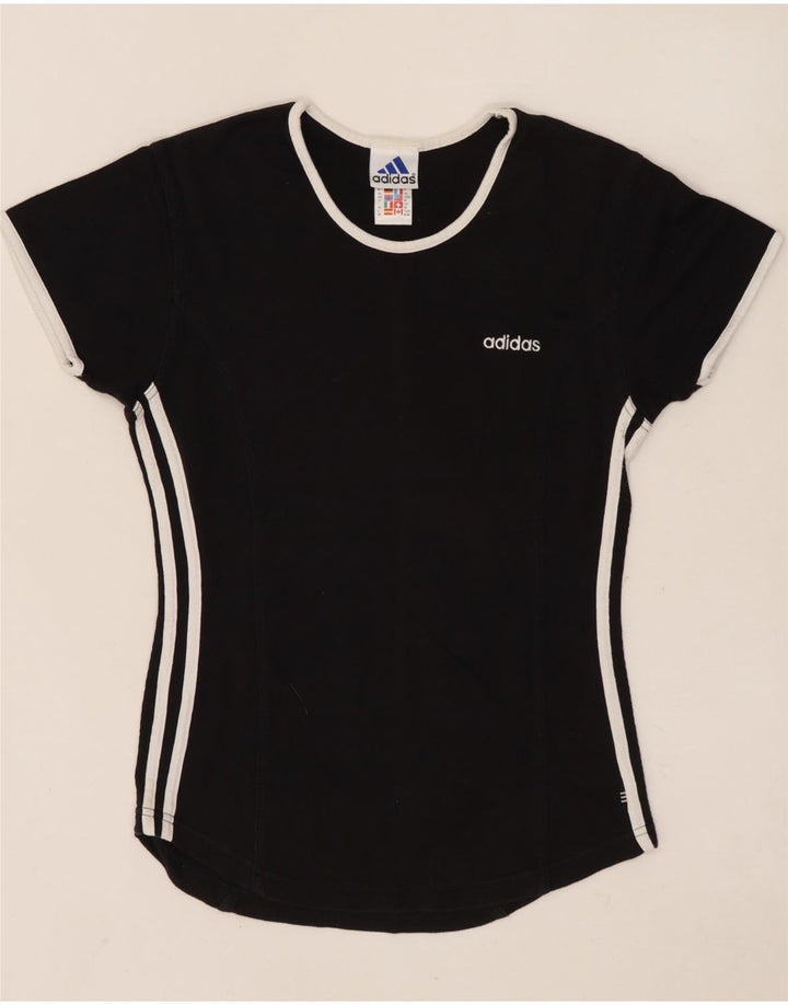 ADIDAS Womens T-Shirt Top UK 14 Medium Black Cotton