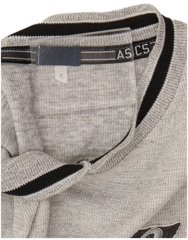 ASICS Mens T-Shirt Top Medium Grey Colourblock Cotton