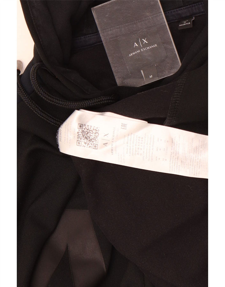 Armani Exchange Mens Graphic Hoodie Jumper Medium Black Polyester