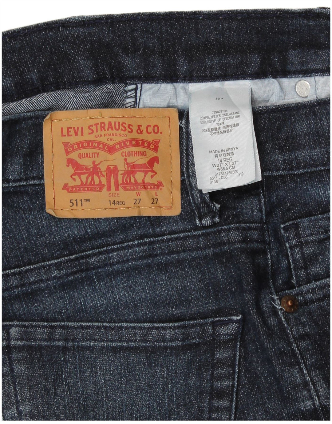 LEVI'S Girls 511 Slim Jeans 13-14 Years W27 L27 Blue Cotton