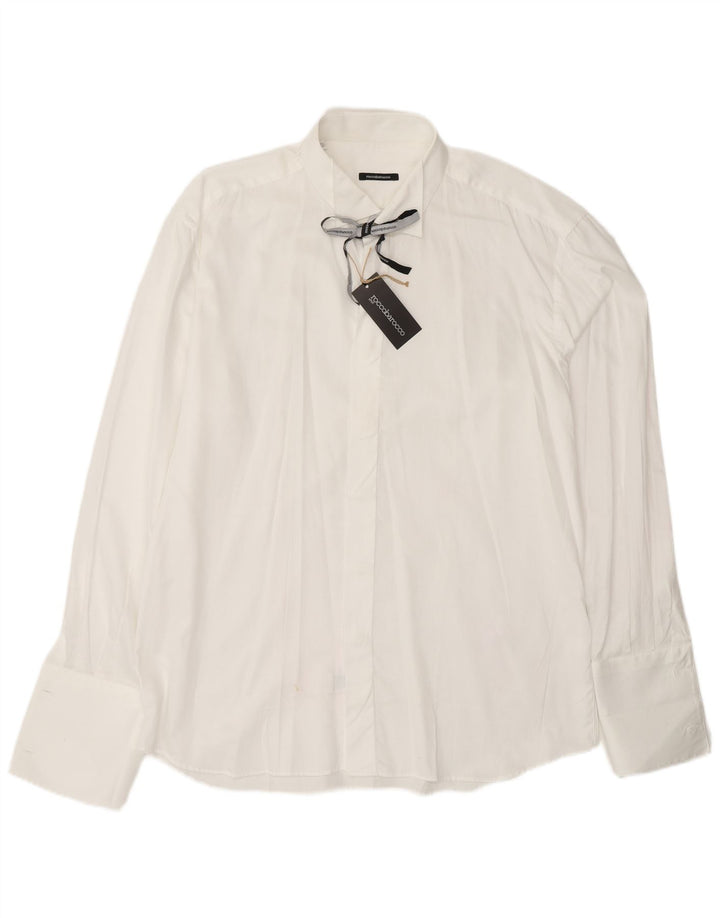 ROCCOBAROCCO Mens Formal Shirt Size 17 1/2 44 XL White