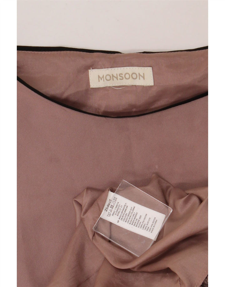 MONSOON Womens Abstract Pattern Basic Dress UK 16 Large Pink Polyester Vintage Monsoon and Second-Hand Monsoon from Messina Hembry 