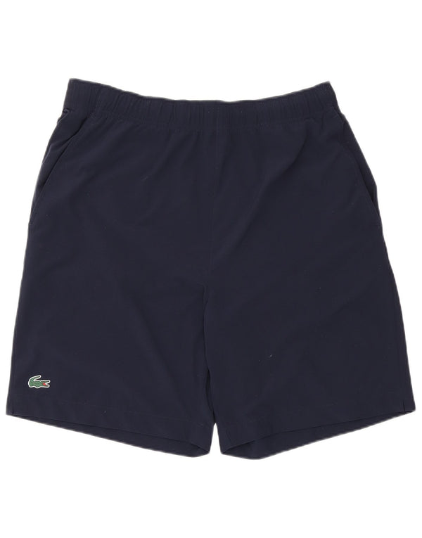 Lacoste Mens Graphic Sport Shorts Size 4 Medium Navy Blue Polyester