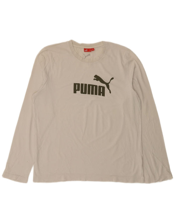 Puma Mens Graphic Top Long Sleeve XL White