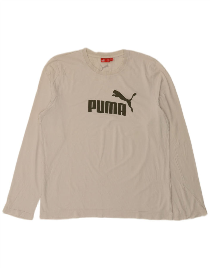 Puma Mens Graphic Top Long Sleeve XL White