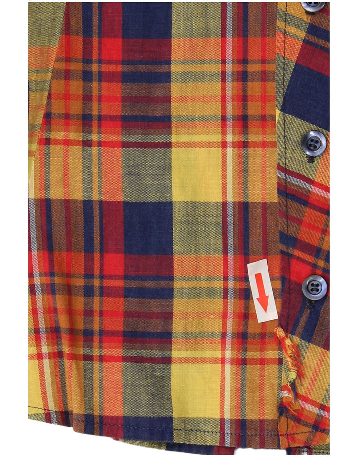 VINTAGE Womens Short Sleeve Shirt UK 10 Small Multicoloured Check