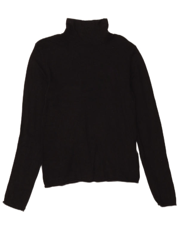 Zara Womens Roll Neck Top Long Sleeve UK 12 Medium Black Viscose