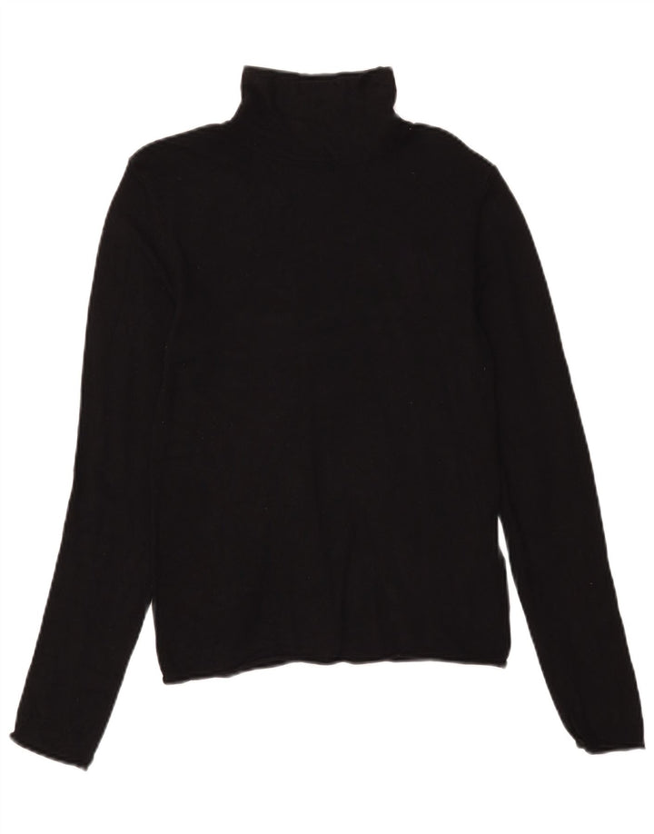 Zara Womens Roll Neck Top Long Sleeve UK 12 Medium Black Viscose