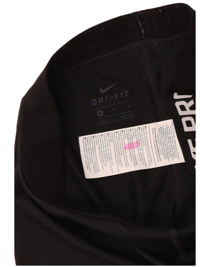 Nike Womens Dri Fit Graphic Capri Leggings UK 12 Medium Black Polyester