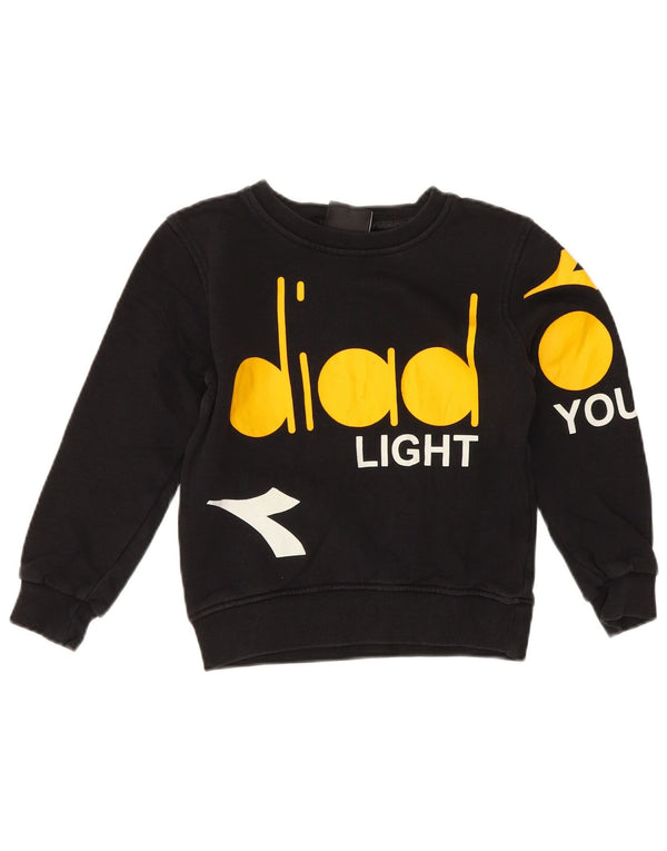 Diadora Boys Graphic T-Shirt Top 3-4 Years Black Cotton Sports