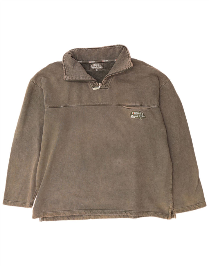 WEIRD FISH Mens Zip Neck Sweatshirt Jumper XL Grey Cotton
