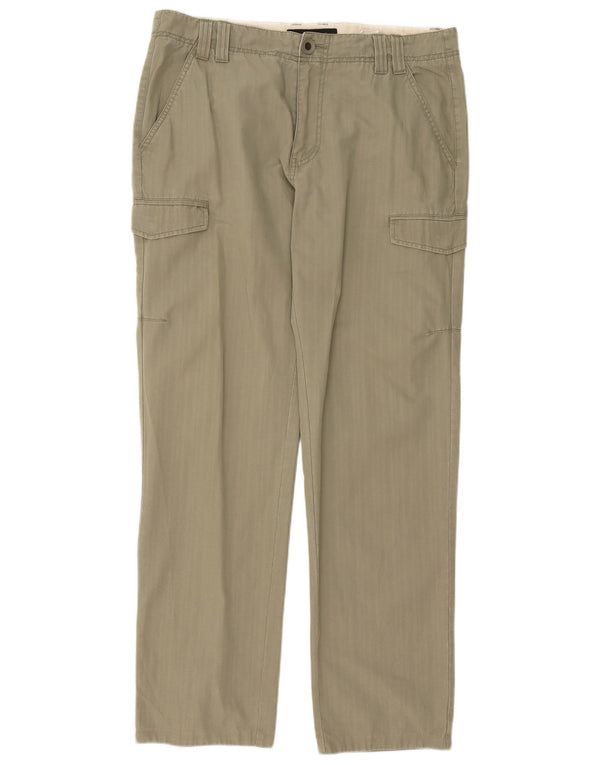 Calvin Klein Jeans Mens Straight Cargo Trousers W34 L34 Khaki Cotton