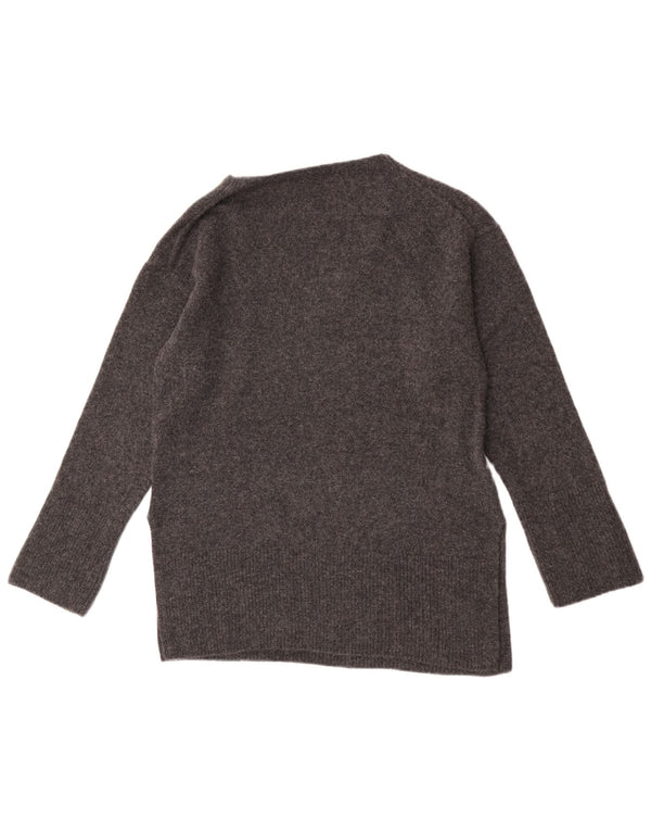 Massimo Dutti Womens V-Neck Jumper Sweater UK 10 Small Grey Wool