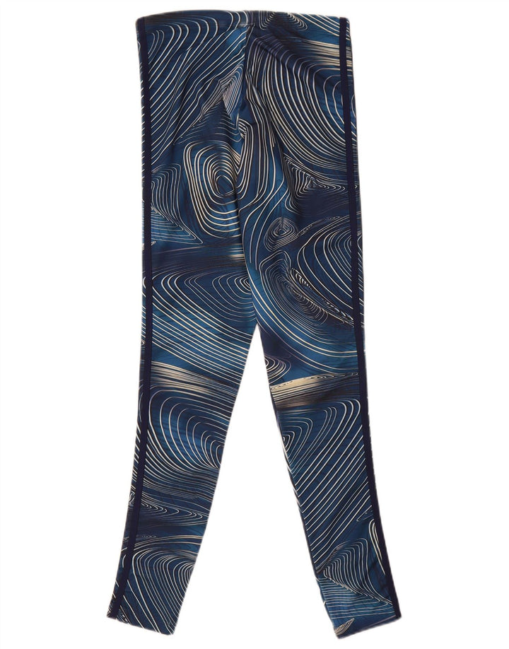 Adidas Womens Abstract Pattern Leggings UK 8 Small Navy Blue Polyester