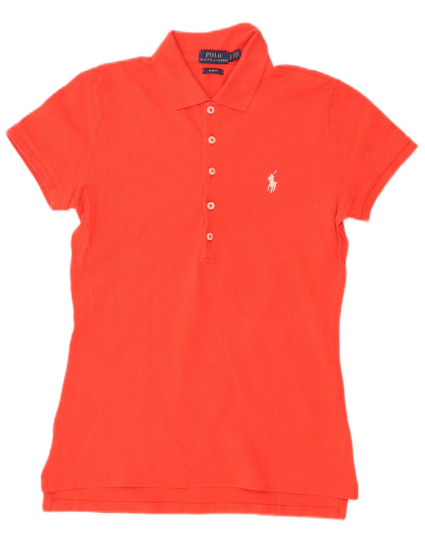 Polo Ralph Lauren Womens Slim Fit Shirt UK 10 Small Orange Cotton