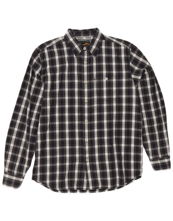 Wrangler Mens Shirt Medium Black Check Cotton