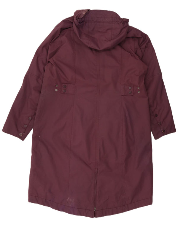SEASALT CORNWALL Womens Hooded Sherpa Raincoat UK 16 Large Burgundy